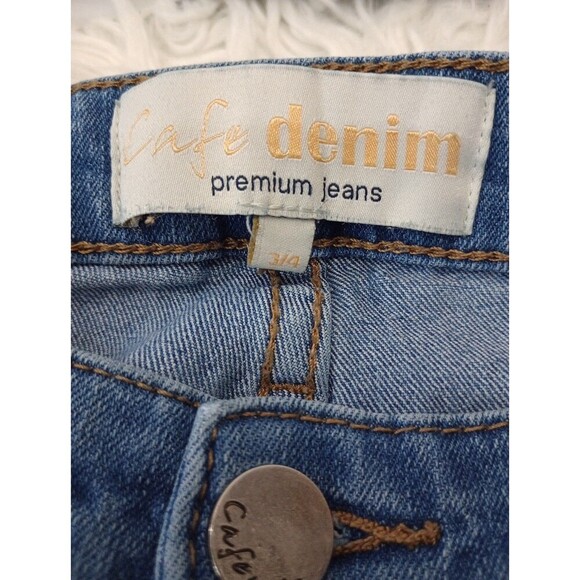 CAFE Denim Premium womens skinny jeans size 3/4 stretch low rise med wash - Picture 10 of 13